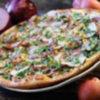 Mr. Pestato Head Pizza · Homemade pesto sauce, roasted potatoes, caramelized onions, feta, fresh basil, oregano and m...