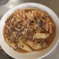 Chicken Marsala · Mushrooms and roasted potatoes with Marsala wine sauce. 
