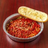 Spaghetti with Meat Sauce Pasta Dinner  · Pasta with a tomato based red sauce.