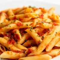 Penne Pomodoro · Penne pasta with Pomodoro sauce.  Served with a Caesar or Side Salad.
