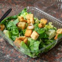 Abo's Caesar Salad · Romaine hearts, Parmesan, croutons, tomatoes and Caesar dressing.