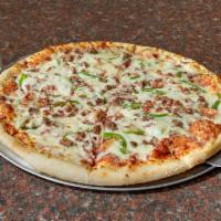 Manhattan Pizza · Ground beef, bacon, green peppers, onion and extra cheese.