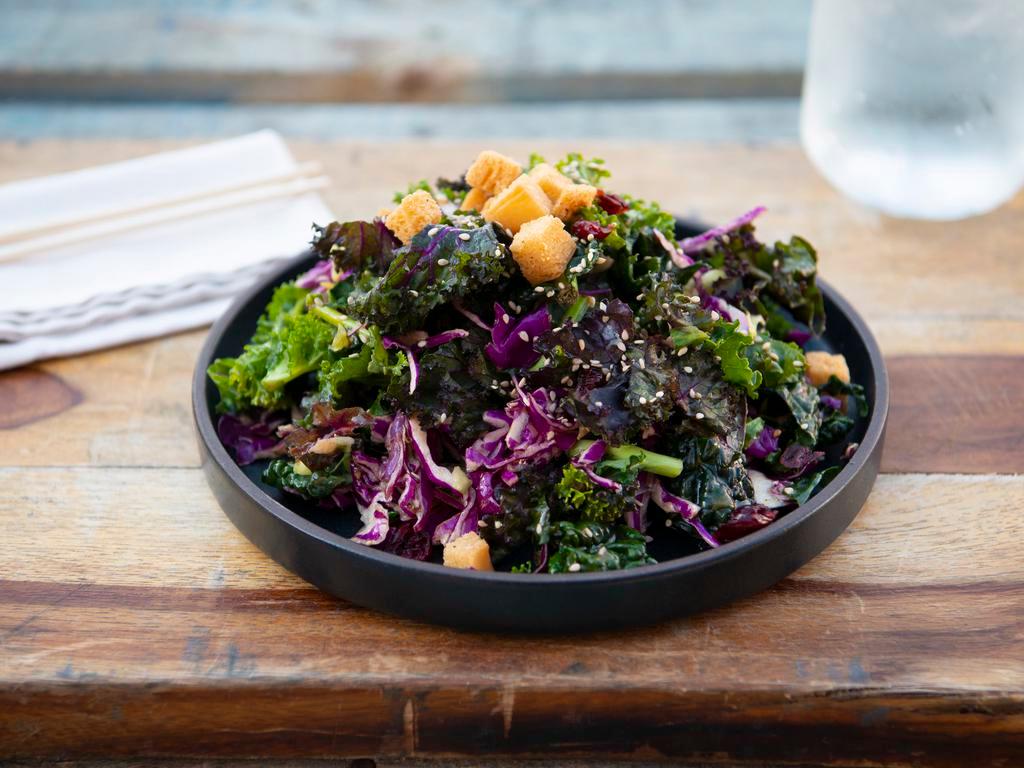 Rosie's Salad with Wezy Dressing · Kale, cabbage, Brussels sprouts, dried cranberry, crispy bao chips, sesame ginger vinaigrette.
Add seasonal mushrooms and crispy chicken for an additional charge.