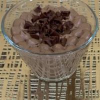 Chocolate Mousse Glass · Rich chocolate mousse and zabaione, topped with chocolate curls.