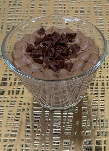 Chocolate Mousse Glass · Rich chocolate mousse and zabaione, topped with chocolate curls.