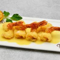 Jumbo Shrimp Bruno · Four lightly breaded jumbo shrimp, topped with our signature Dijon mustard sauce.