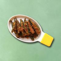 Classic Okra (Vegan) · Diced fresh okra, sautéed with onions, garlic and spices till crisp