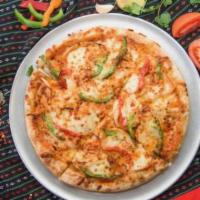Chicken Tikka Pizza · Roasted white meat chicken, onion, pepper, fresh ginger, garlic and chef's special masala sa...