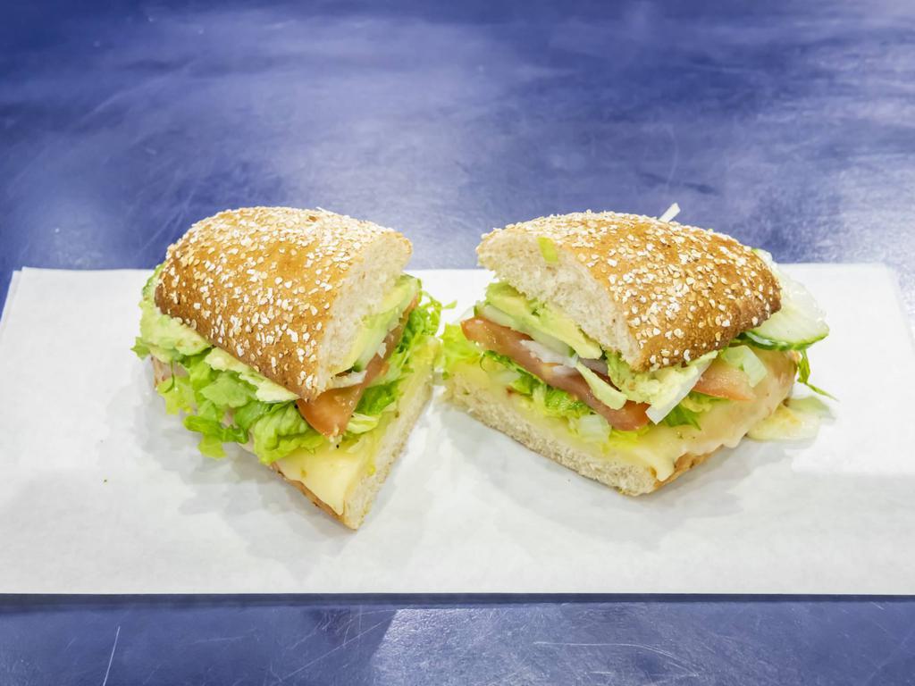 4. Avocado Boss Sandwich · Avocado, provolone cheese, tomato, mixed greens, cucumber, onion.