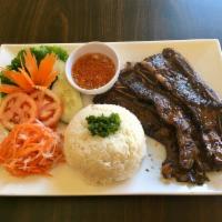G5. Grilled Korean Short Rib Over Rice Plate · Com suon, nuong and han quoc.