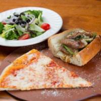 Lunch Special · Choice of 1/2 sub, big slice of cheese pizza, and soup or salad.  