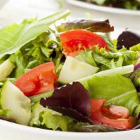 House Salad · Mixed greens, tomatoes, carrots, cucumber and Italian vinaigrette.