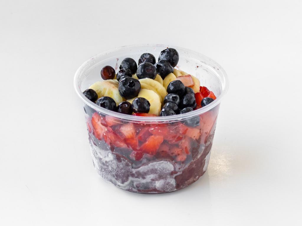 Acai Bowl · Acai fruit blend with your choice of toppings. 