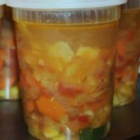 Garden Vegetable Soup · Onion, carrots, celery, fresh garlic, cabbage, black pepper, potato, tomato, zucchini, veget...