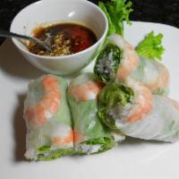 Fresh Spring Rolls Wrap · Rice noodle, mix green, mint leaves, wrapped in rice paper. Served with peanut sauce.
Choice...