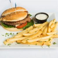 Classic Burger · 1/2 lb. of ground beef garnished with crisp lettuce and mayo. Served with fries.
