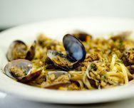 Linguine Vongole · Linguine vongole with baby clams in a white or red clam sauce.	
