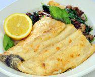 Fresh Rainbow Trout · Fresh rainbow trout with baby spinach, wild mushrooms and new roasted potatoes.	 GF