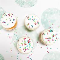 Vanilla Bean  · A light and delicious vanilla cake topped with light vanilla buttercream and sprinkled with ...