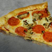 NY Pepperoni and Mushroom Pizza Slice · 