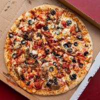 1. Georgetown Special Pizza · Grilled chicken, gyro meat, tomatoes , red onion, black olives, and extra cheese.
