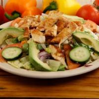 Chicken Salad · Lettuce, tomato, red onion, cucumbers and avocado. Served with your choice of dressing Itali...