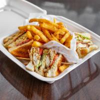 Grilled Chicken Club ·  Your choice of wheat or white bread. All Clubs come with French fries, Lettuce, Tomato, Bac...