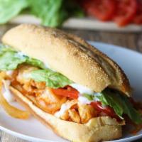 Buffalo Chix Sub · Deep fried chicken tossed in Buffalo sauce with lettuce, tomato, and  Swiss cheese. Choice o...
