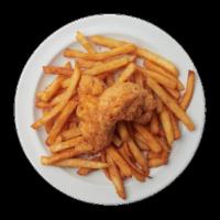 Chicken Tenders · Fried chicken strips served with fries.