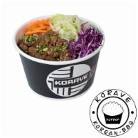 2. Dope bop · Korean BBQ rice bow. Choice of meat: beef, chicken, pork or tofu, lettuce, purple cabbage, c...