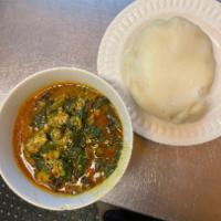 okra soup and pounded yam · 