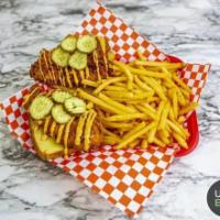 2 Tenders and Fries · Toasted bread, chicken tenders, pickles, and house sauce. Add cheese for tenders for an addi...
