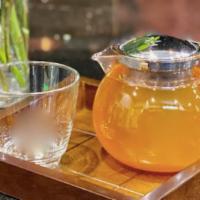Hot Kumquat Lemon Green Tea · Large only, hot kumquat lemon green tea, sweetened with kumquat flavoring and sugar.