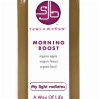 16 oz. Morning Boost Juice · organic apple, lemon and organic basil.