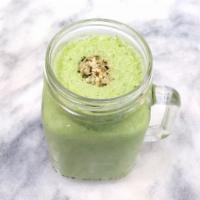 16 oz. Creamy Green Smoothie · banana, almond milk, organic kale, organic spinach and organic hemp seed.