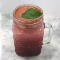 16oz Love Squad · organic carrots, organic beets, organic spinach, pineapple, peppermint and organic apple juice