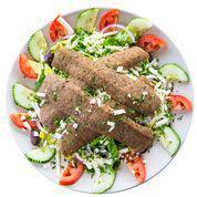 3. Gyro Salad  · Our delicious jerusalem salad topped with gyro meat. Served with 1 side of cucumber sauce.