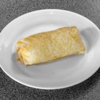 Forty Niner Breakfast Burrito · Fried rice, kalua pig, scrambled eggs, cheese, onions, salsa, sour cream.