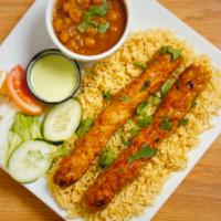 3. Chicken Seekh Kabob Platter · Minced chicken marinated in our authentic house spices and cooked to perfection over and ope...