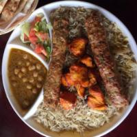 5. Chicken Combo Platter · Chicken and seekh kabobs grilled to perfection.