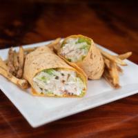 Bacon Ranch Chicken Wrap · Grilled chicken is expertly mixed with ranch dressing, bacon, lettuce, tomatoes, onions and ...