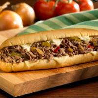 Philly Steak & Cheese Sub · Grilled Philly steak with onion, mushroom, and green pepper with melted provolone cheese.