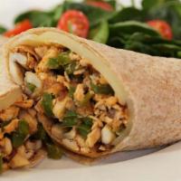 Philly Chicken & Cheese Wrap · Grilled chicken breast strips with onion, mushroom, and green pepper with melted provolone c...