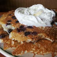 Big Blueberry Pancakes · Served with butter and maple syrup