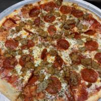 Brooklyn Family Pizza · Pepperoni, sausage and fresh basil our pie of choice, don’t be surprised if the kitchen stea...