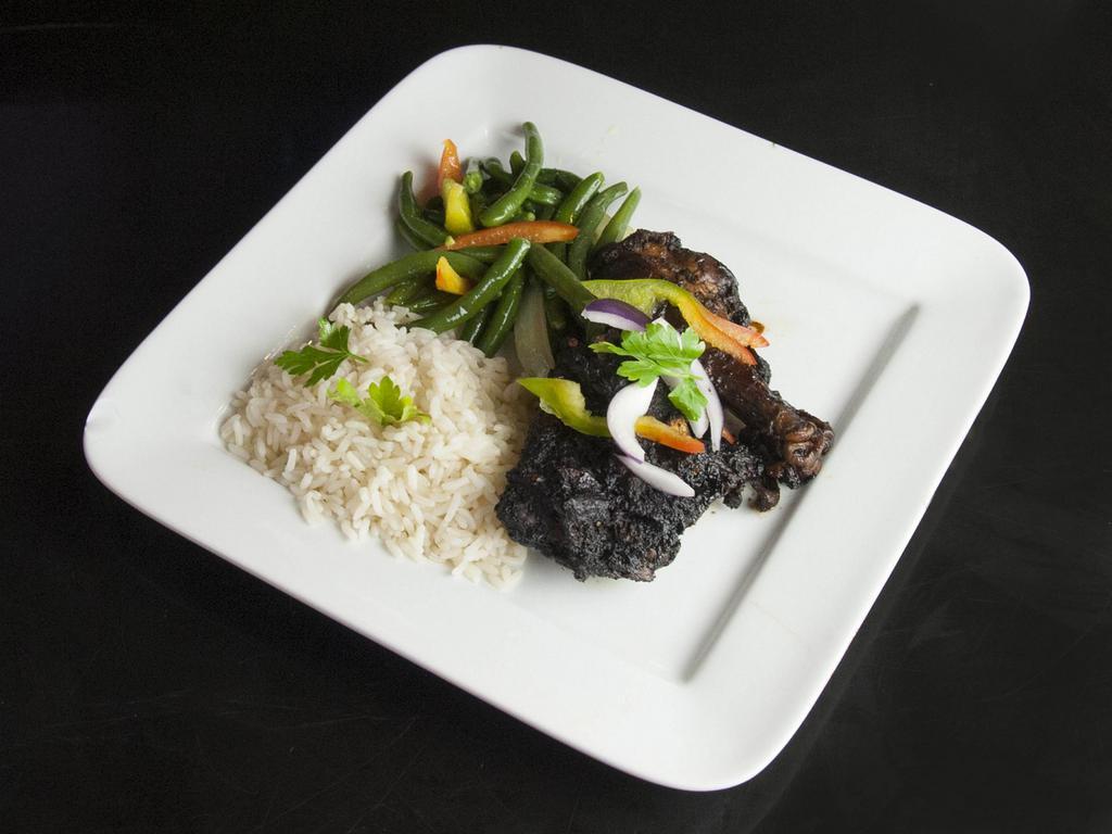 Jerk Chicken · Served with your choice of two sides.