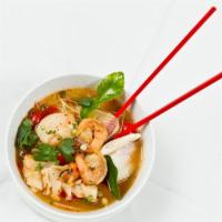 Mai Thai Noodle Soup · Combination seafood, green onion and bean sprouts in tom yum soup (No substitutions).