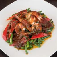 Pad Prik King · Choice of meat  stir fried with our original recipe chili paste and green beans.