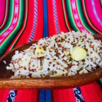 Andean Rice · Rice, quinoa and heirloom Andean corn. Vegan, gluten-free, nut-free and soy-free.