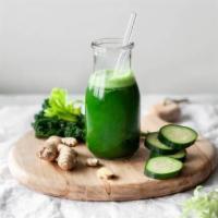 Green Juice 16 Oz / 500 mL · Cucumber, Spinach, Kale, Green Apple, Celery & Ginger